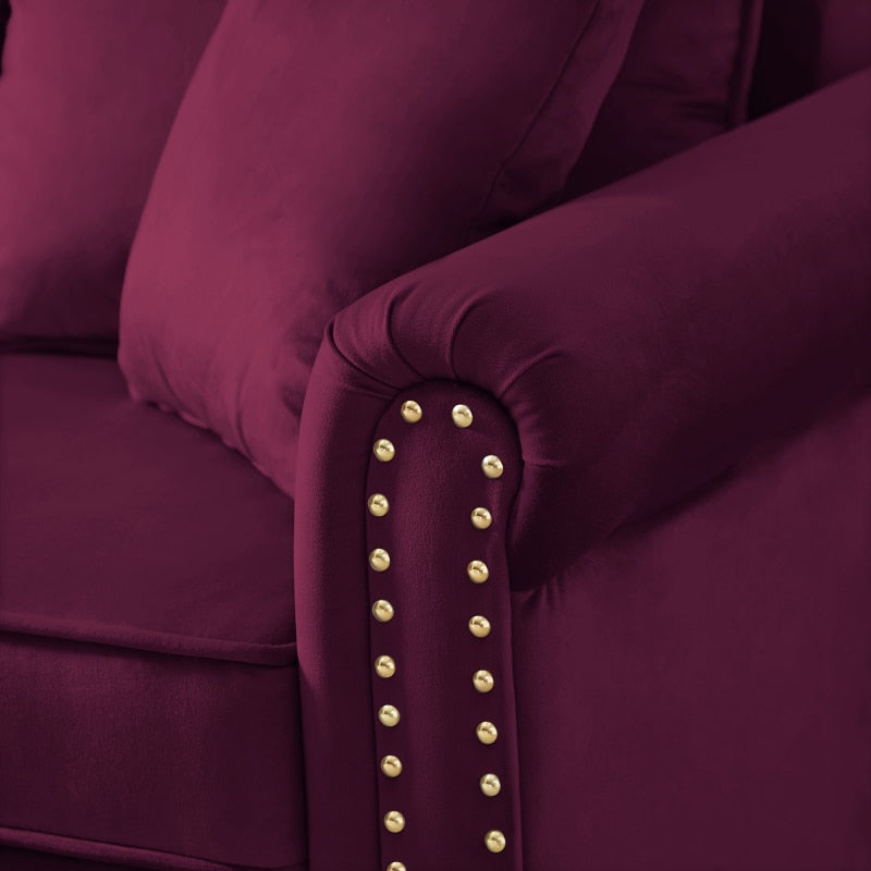 Burgundy Velvet Sofa Couch | Velvet Seating & Living Room Furniture ...